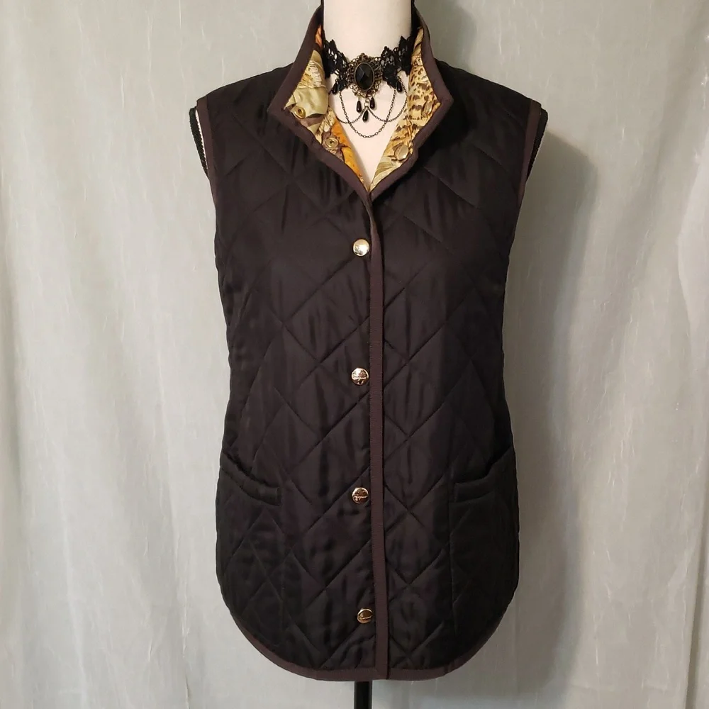 Rare fund Salvatore Ferragamo Floral and Animal Print Vest - Brown and Orange - Picture 5 of 16